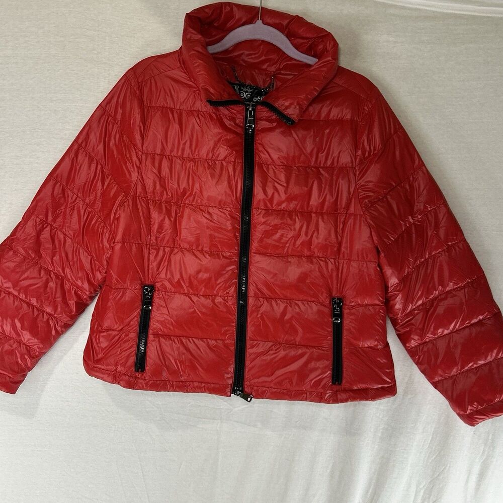 My Anorak Red Duck Down Blazer Jacket Puffer Packable With Pouch Woman’s Large